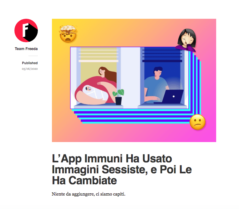 il post del blog di Freeda sulla nuova app Immuni