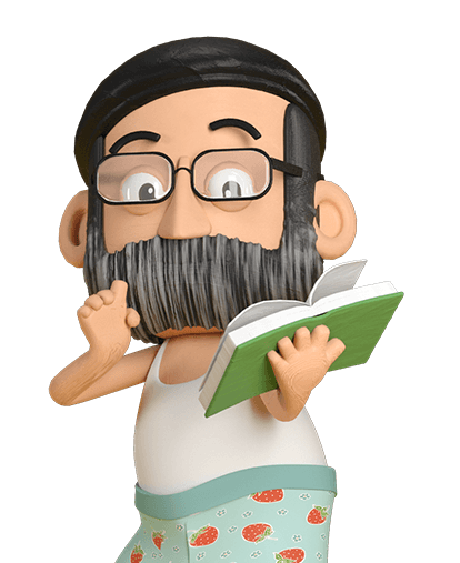 Personaggio 3D stilizzato di Daniele con occhiali e barba, mentre legge un libro aperto. Illustrazione ironica e creativa che rappresenta il lato culturale, progettuale e immaginativo del team Panebarco.