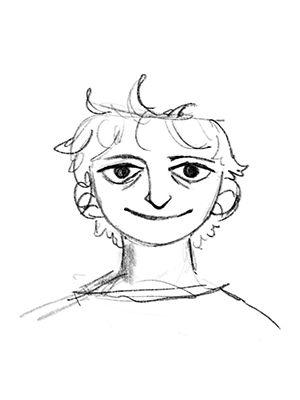 Bozzetto illustrato in bianco e nero del volto di Camilla, realizzato a mano con tratto essenziale e stilizzato. Il ritratto trasmette personalità, creatività e il carattere artistico del team Panebarco.